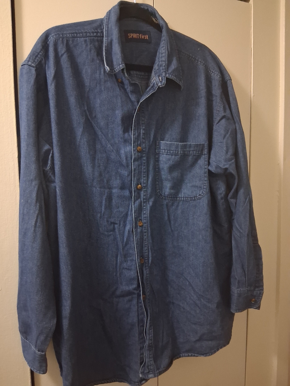 Denim Button-Up Shirt in XL Blue